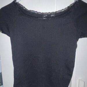 Streetwear Society Black Lace Trim Tee